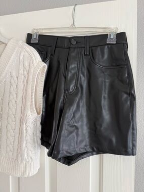 Abercrombie & Fitch Black High-Waist Faux Leather Shorts